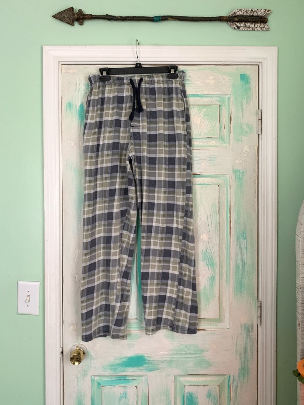 Vintage Canyon Trail Blue/Green Plaid Checkered Pajama Lounge Pants S